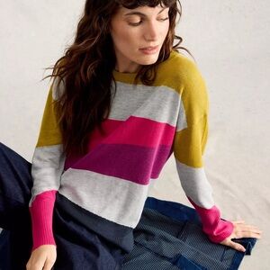 White Stuff Colorblock Jumper Organic Cotton NWT